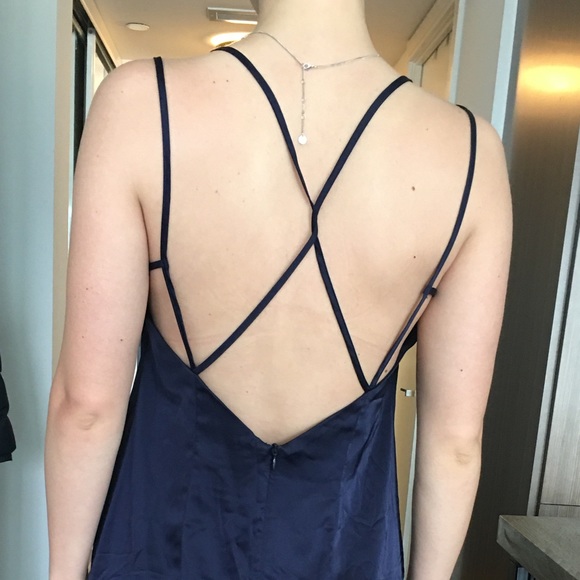 Satin slip-like midnight blue dress - Picture 4 of 6
